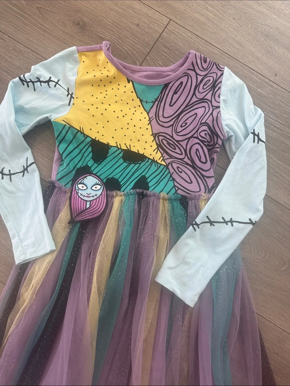 Disney Purple, Teal, Yellow & Cream Patchwork Tulle Costume Dress